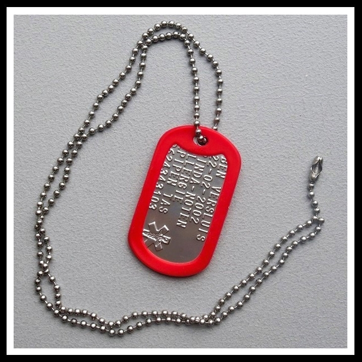 Dogtag enkel medisch teken incl. RVS ketting 60cm - Afbeelding 5