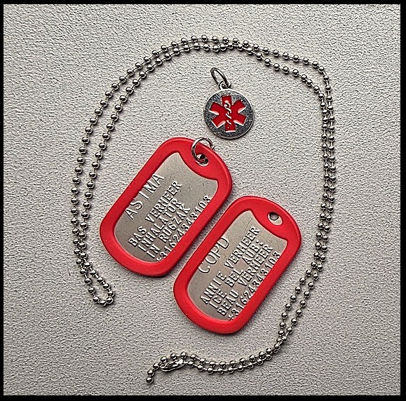 Medische dogtag Astma/COPD RVS incl. RVS bedel
