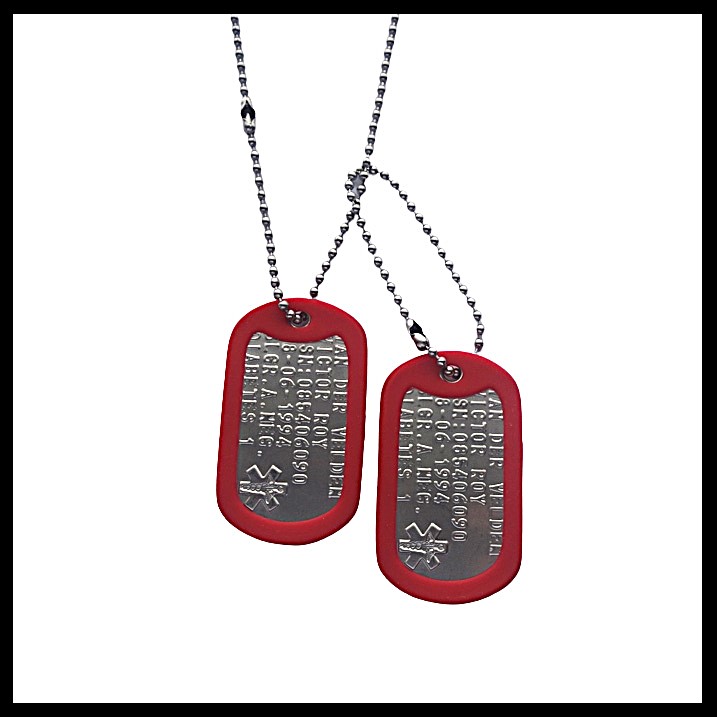 Dogtag Dubbel Medisch incl. rvs kettingen 60cm + 13cm