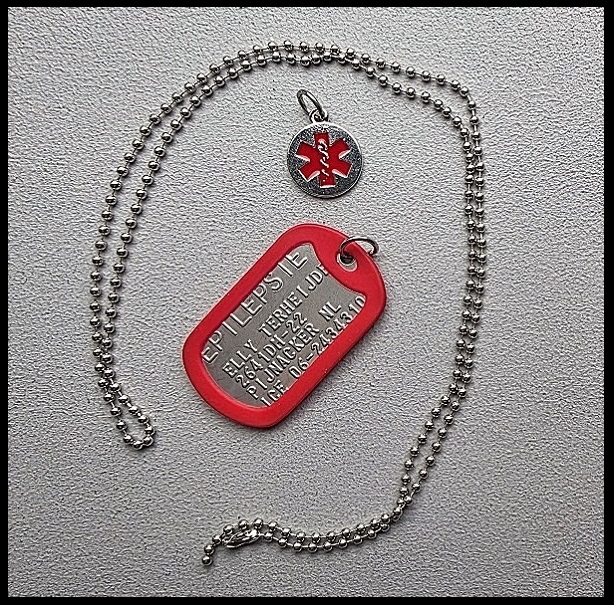 Medische dogtag Epilepsie RVS incl. RVS bedel