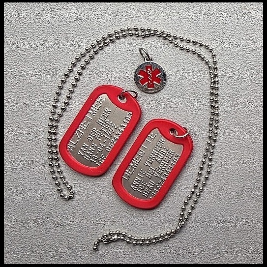 Medische dogtag Alzheimer/Dementie RVS incl. RVS bedel