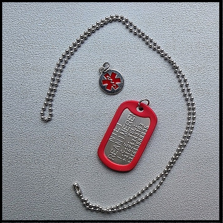 Medische dogtag niet reanimeren RVS incl. RVS bedel