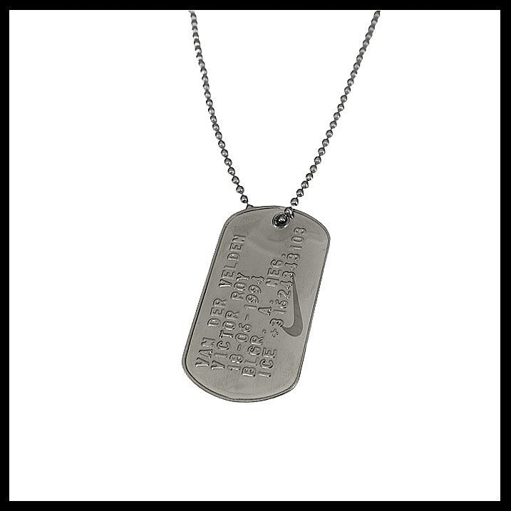 Dogtag enkel Sport incl. RVS Ketting 60cm