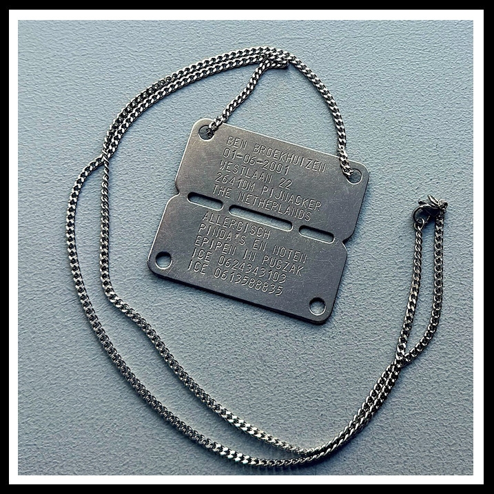 Dutch army tag Special incl. RVS Schakelketting