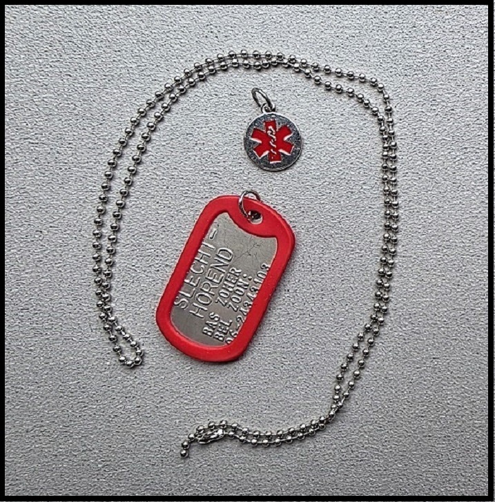 Medische dogtag Slechthorend RVS inclusief medische bedel
