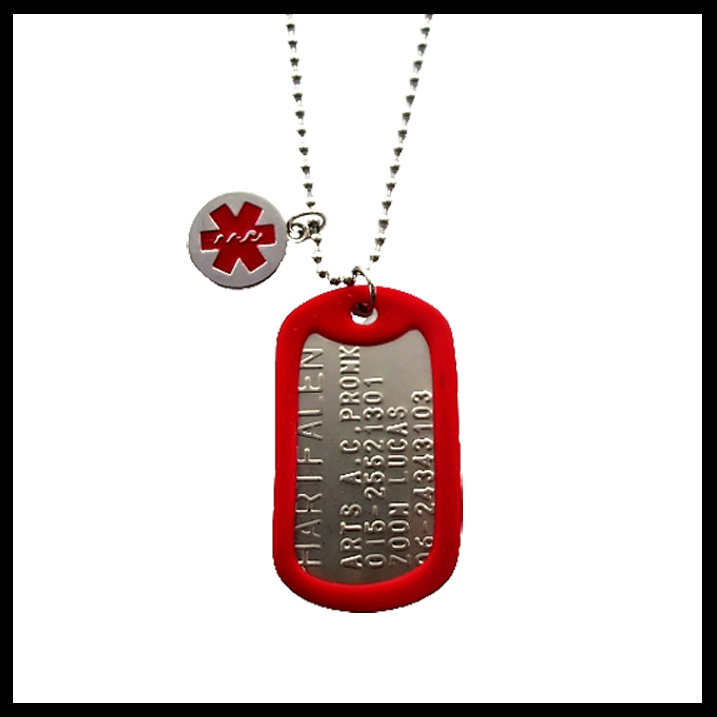 Medische dogtag hartfalen/pacemaker gepersonaliseerd inclusief medische bedel en balletjes ketting