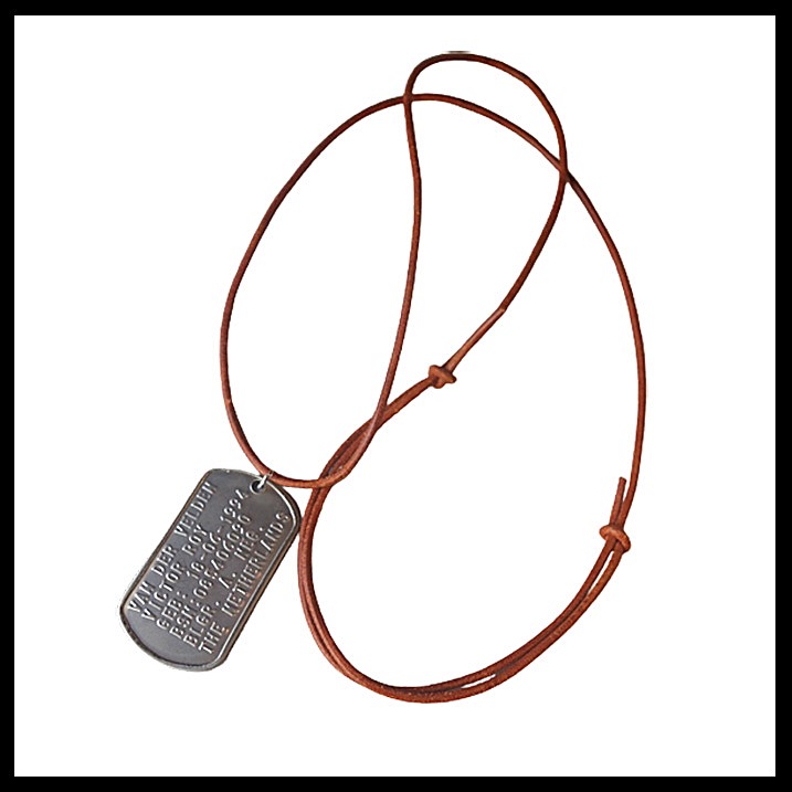 Dogtag enkel incl. leren ketting