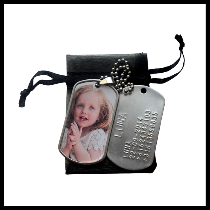 Dogtag met foto gepersonaliseerd