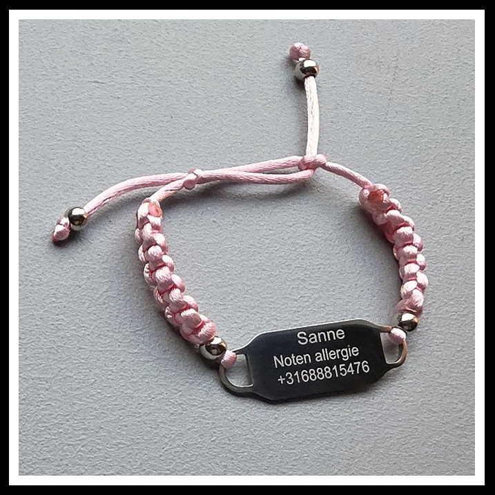 Armband gegraveerd verstelbaar met rvs kraaltjes
