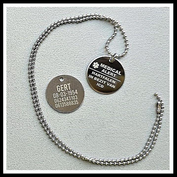 Medische ketting Medical Alert RVS incl. nikkelvrije balletjes ketting