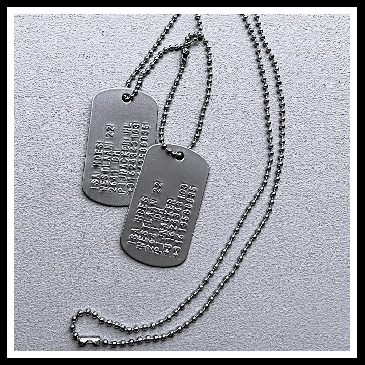 Dogtag aluminium stevig incl. ketting naar keuze