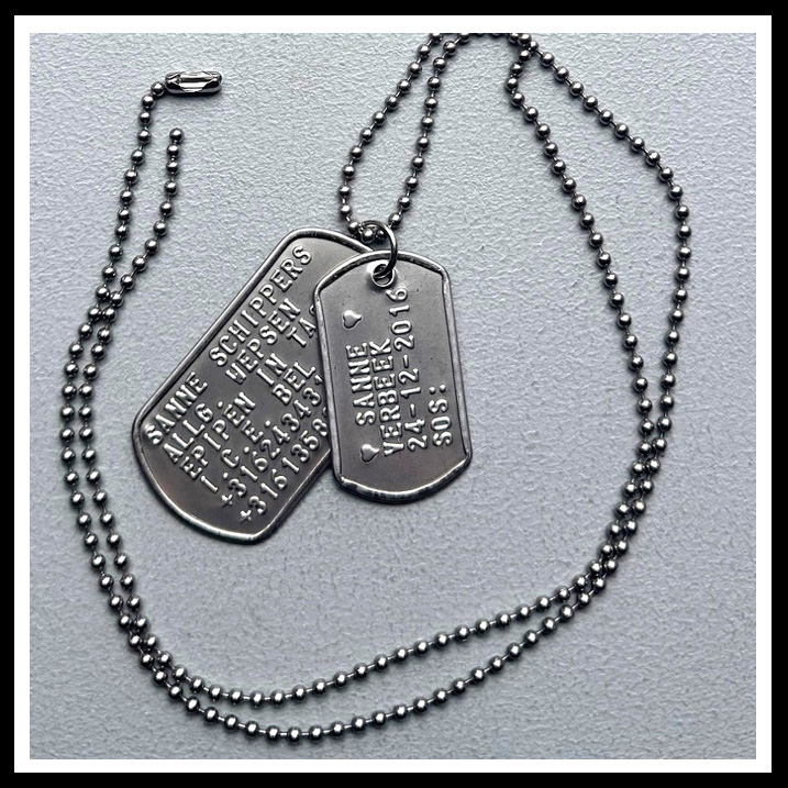 Dogtags dubbel verschillende tags incl. ketting naar keuze