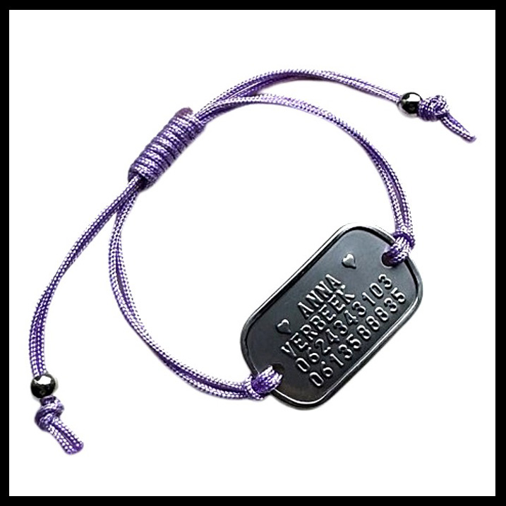 Armband SOS geponst RVS verstelbaar op maat geknoopt